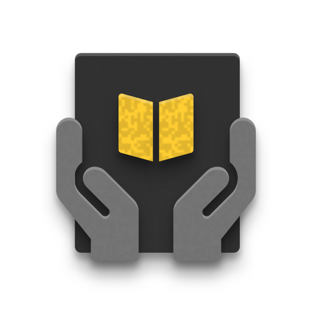 Icon von zwei Händen mit einem Buch
